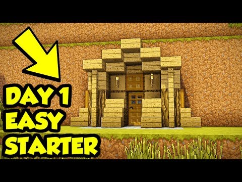 Minecraft FIRST DAY Starter Survival House Tutorial (How to Build) Video