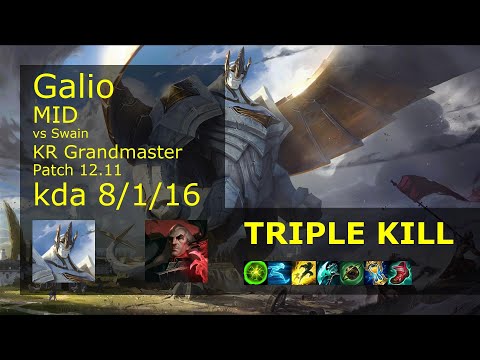 Rank 3 Korean Galio Mid: Galio vs Swain // [롤] 갈리오 vs 스웨인 미드