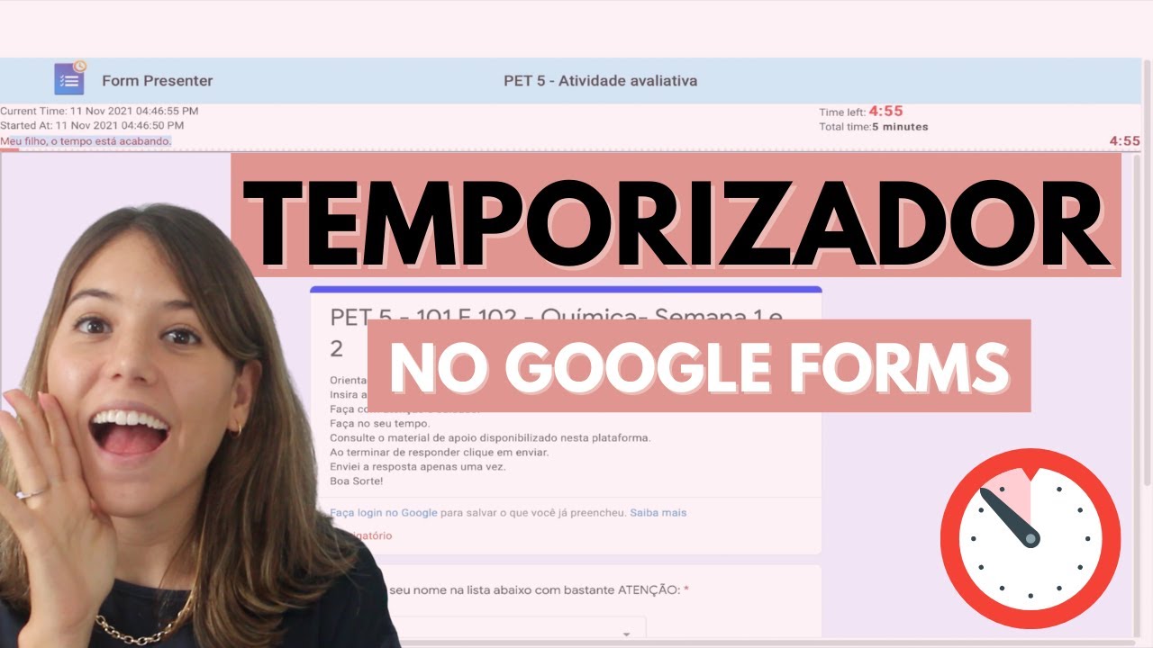 Como colocar temporizador no google forms | Você só dá aula?