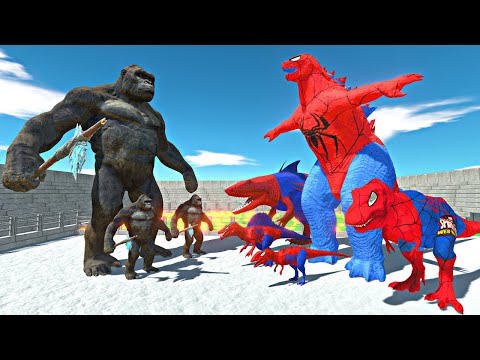 King Kong vs Spiderman Godzilla 2014 + Spiderman Dinosaurs Team in Lava Stadium Arena - ARBS