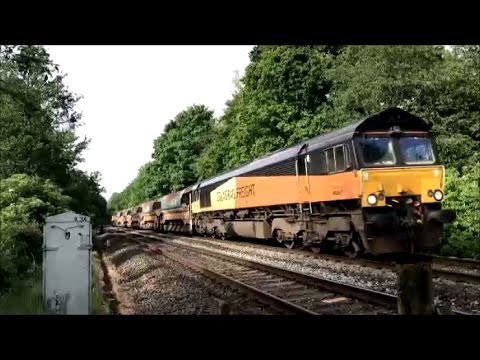 Colas Rail Freight 66847 & 66850 With Auto Ballasters. Westbury To Falmouth Docks 17.05.17