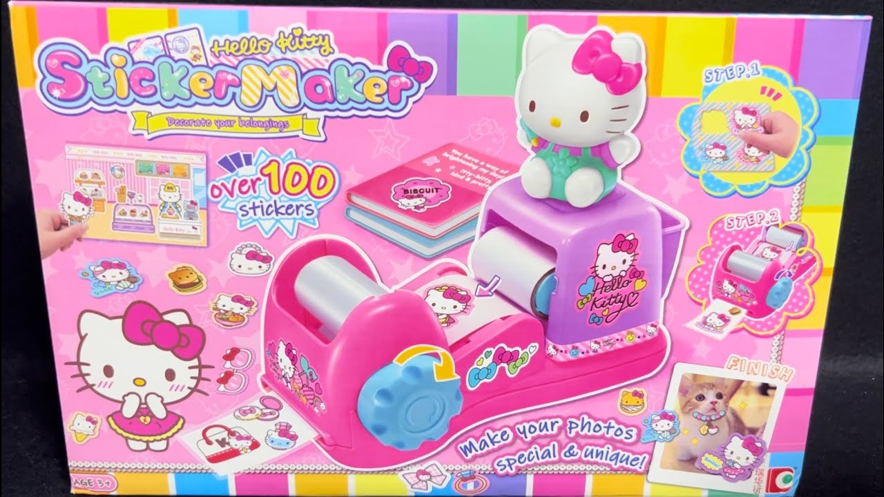 9 Minutes Satisfying with Unboxing Hello Kitty Sticker Maker | ASMR