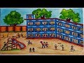 How To Draw a School Scene Step by Step (very easy) || School Drawing