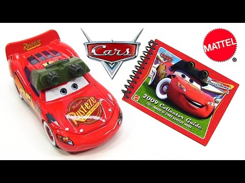 Disney Cars Night Vision Lightning McQueen with IR-Goggles and 2009 Collector Guide Book