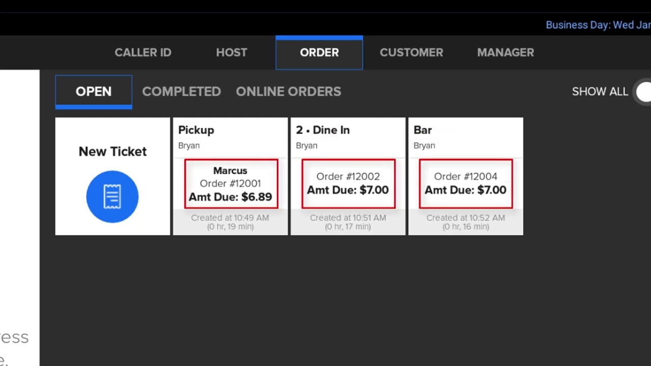 SkyTab POS Training: Ticket View
