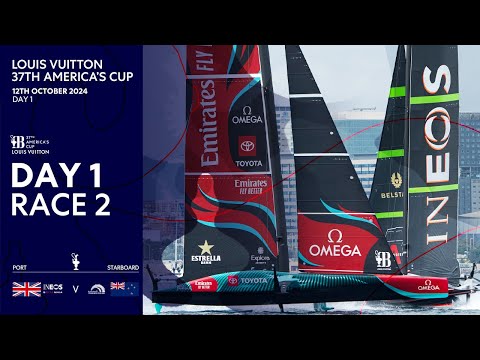 Louis Vuitton 37th America's Cup Race 2 | INEOS Britannia vs Emirates Team New Zealand | Full Replay