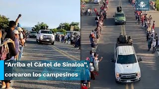 Con porras reciben al Cártel de Sinaloa en Chiapas; desfilan armados en carretera