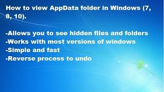 How to view AppData folder in Windows (7, 8, 10) | Show Hidden Files and Folders