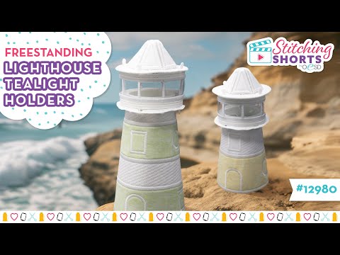 Freestanding Lighthouse Tealight Holders - Machine Embroidery Beach House Decor!
