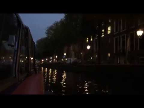 Hyperlapse of Amsterdam canal at night