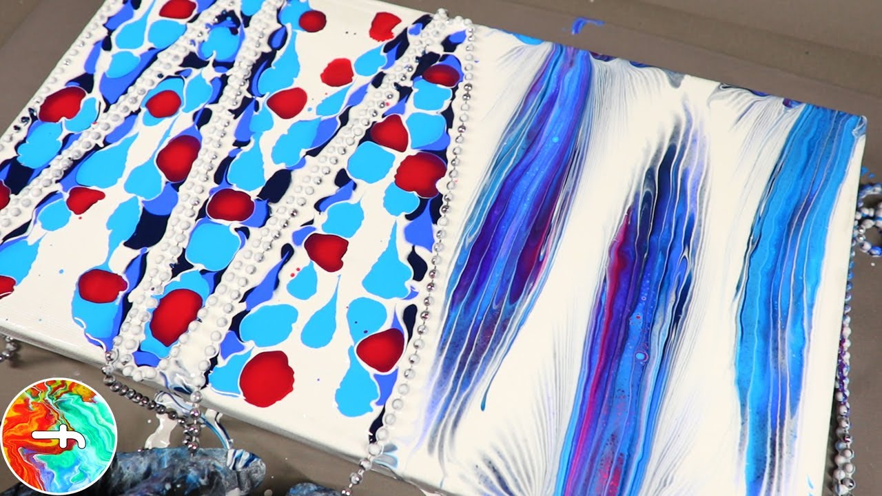 Chain pull painting - Paint something like a feather _ Acrylic pour Painting _ fluidcomet