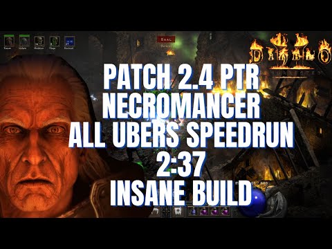 Patch 2.4 PTR Necromancer All Ubers Speedrun [2:37] Diablo 2 Resurrected Uber Tristram Necro Build