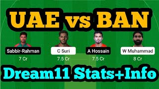 UAE vs BAN Dream11|UAE vs BAN Dream11 Prediction|UAE vs BAN Dream11 Team|