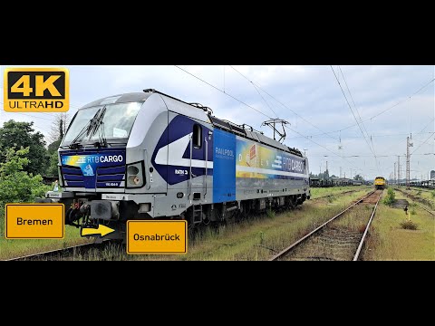 【4K】 Führerstandsmitfahrt Bremen Hbf nach Osnabrück Hbf über Bramstedt,Syke, Diepholz,Lemförde