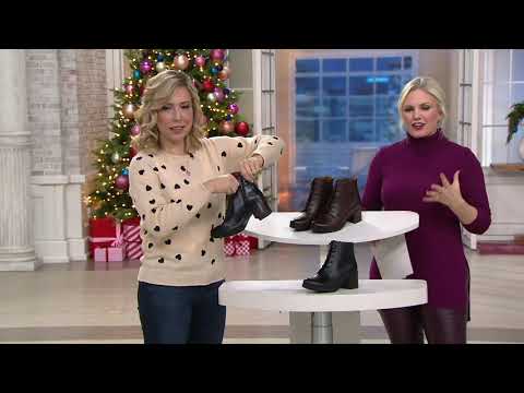 Clarks Collection Leather Lace-Up Ankle Boots - Hollis Jasmine on QVC