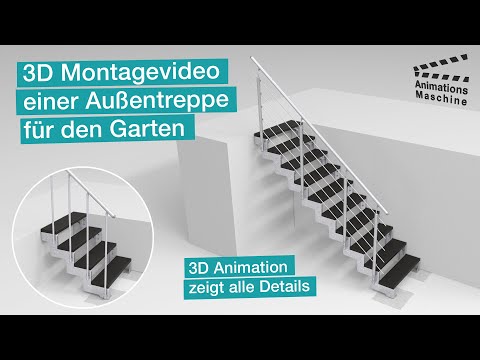 3D Montagevideo einer Außentreppe für den Garten