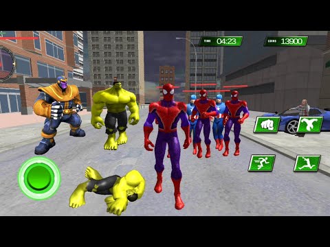 Spider Hero Vs Thanos Vs Yellow Hulk Vs Robot Vs Captain Villain Vs Spider - Infinity Superhero