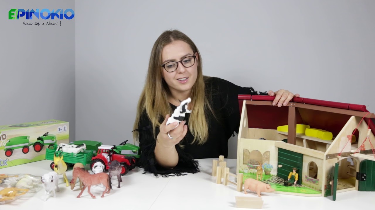 Gospodarstwo wiejskie do zabawy, farma, zagroda dla zwierząt, stajnia, figurki zwierząt