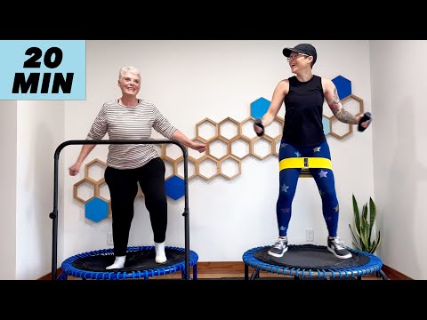 20 Minute Walking Rebounder Workout for Beginners & Seniors | EMOM Mini Trampoline 120 BPM thumbnail