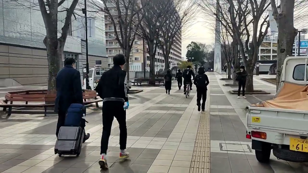 Immersive street-level walking tour through Tsukuba Center, Japan, showcasing authentic urban landscapes, local architecture, and the vibrant atmosphere of the city's neighborhoods