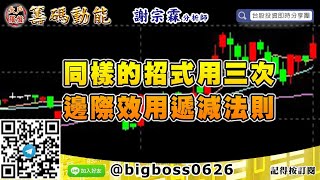 【大戶羅盤籌碼動能】 #謝宗霖0803，同樣的招式用三次 邊際效用遞減法則 (圖)
