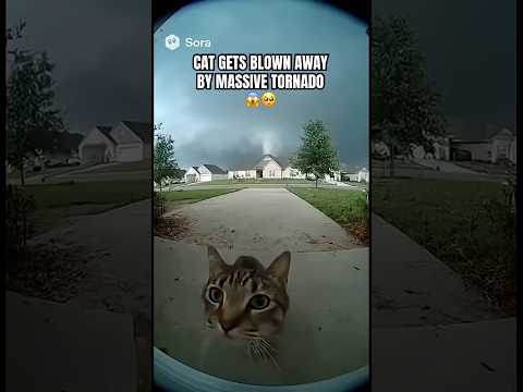 Cat gets blown away in a tornado! 😱🐈🙀 #cat #sora #cats #tornado