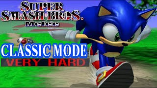 Super Smash Bros. Melee - Classic Mode Gameplay with Sonic (VERY HARD)