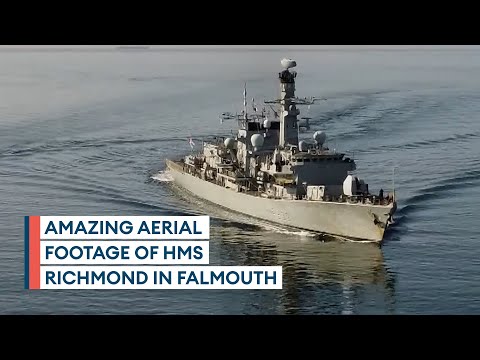 Stunning drone footage of HMS Richmond arriving in Falmouth