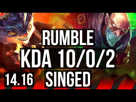RUMBLE vs SINGED (TOP) | 10/0/2, Legendary | EUW Master | 14.16