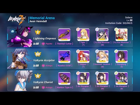 Honkai Impact - Budget Memorial Arena (Master) W9 - Heimdall [37440]* AKA [30880]* Kallen [31253]