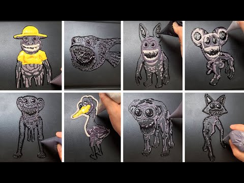 Making Zoonomaly : Zookeeper, Monster Fish, Monster rabbit, Monster Monkey...Pancake art challenge