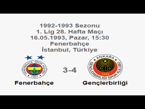 Fenerbahçe 3-4 Gençlerbirliği 16.05.1993 - 1992-1993 Turkish 1st League Matchday 28