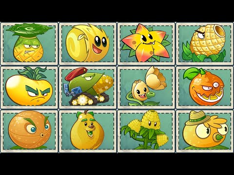 (Plants vs Zombies 2) All YELLOW Plants Power-Up! vs Pvz2 Gargantuar