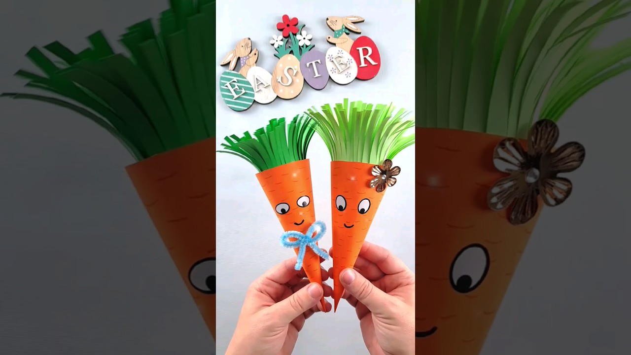 Easy Easter Craft - Carrot 🥕 #easter #eastercrafts #easycraft #carrot #diy #fyp #howto #easterdiy
