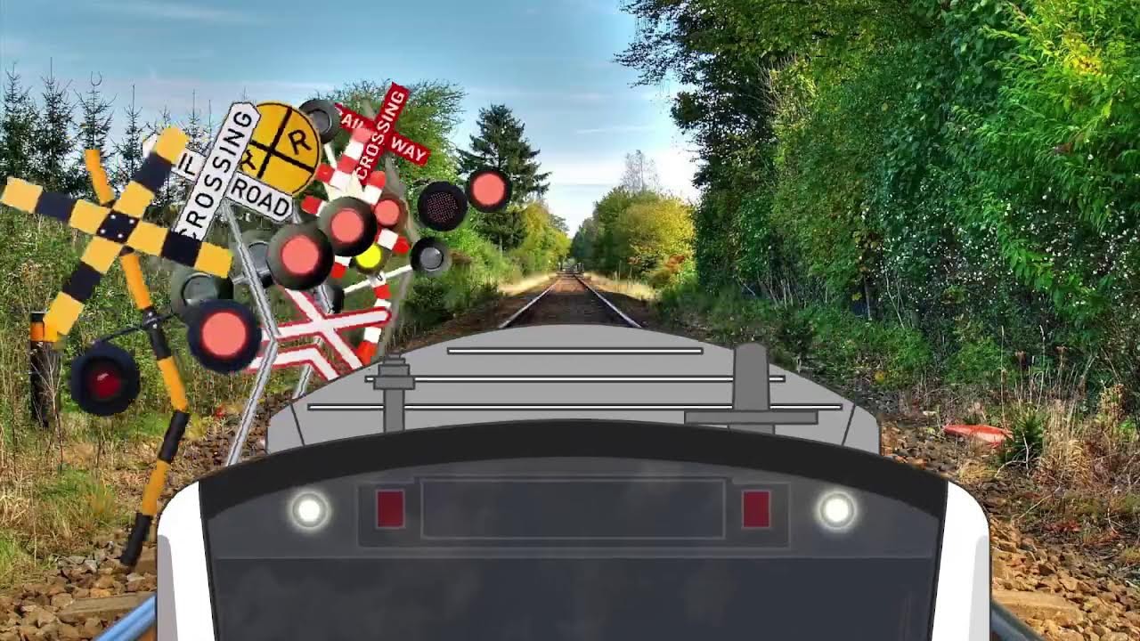 【踏切アニメ】さまざまな形の踏切カンカン 4787 Railroad crossings of various shapes 4787