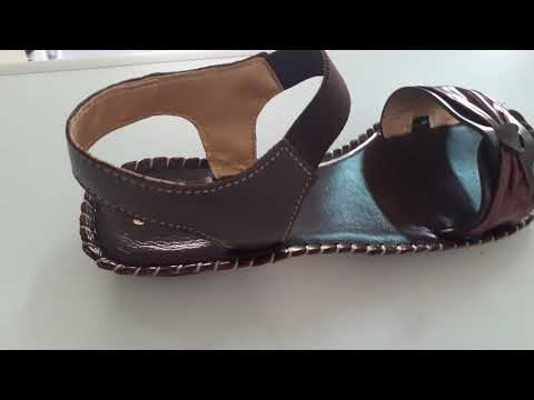 Sandália Rasteira Feminina Em Couro  Ortopédica