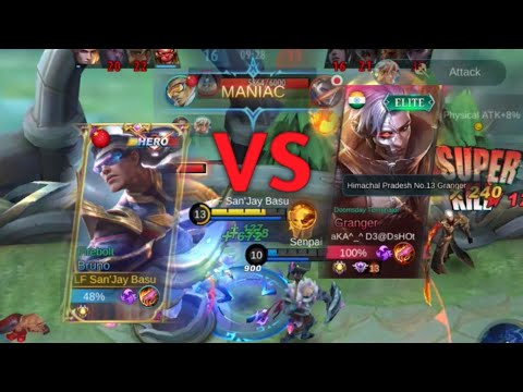 🔥🔥Firebolt Bruno MANIAC gameplay🔥🔥 !! Bruno Powerful critical DMG S21 #MLBB