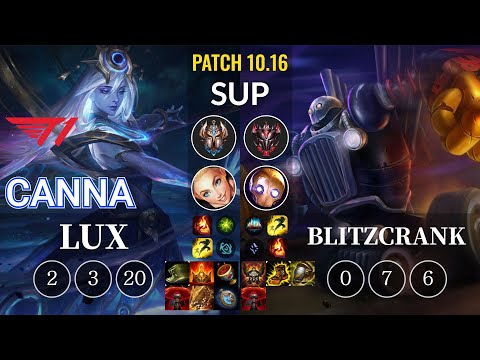 T1 Canna Lux vs Blitzcrank Sup - KR Patch 10.16