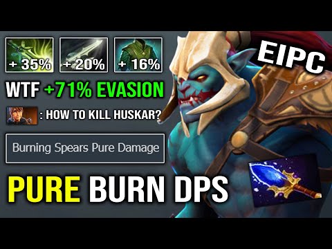 OP MID HUSKAR IS BACK +71% Evasion Super 1v5 Tank with Crazy Pure Burning Spear Dota 2