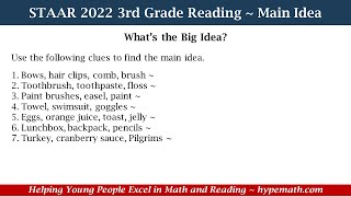 2022 STAAR Reading ~ 3rd Grade (Main Idea)
