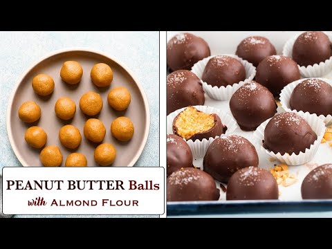 Healthy Peanut Butter Balls with Almond Flour & Maple Syrup
