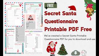 Secret Santa Printable Questionnaire PDF Free Download #christmas2024 #secretsantagift