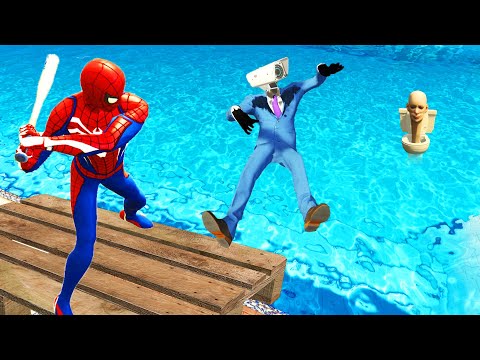 GTA 5 SPIDERMAN & Skibidi Toilet Pool Jumps (Fails, Ragdolls & Euphoria Physics) #4