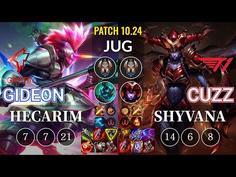 GRF GIDEON Hecarim vs T1 Cuzz Shyvana Jungle - KR Patch 10.24