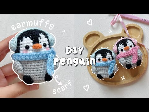 ♡ Crochet Penguin with Scarf and Earmuffs Tutorial| Simple & Cute ♡