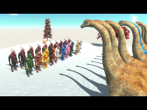 20 Kozarog The Demon VS 10 Brachiosaurus 😱😱 - animal revolt battle simulator | ARBS SIMULATOR
