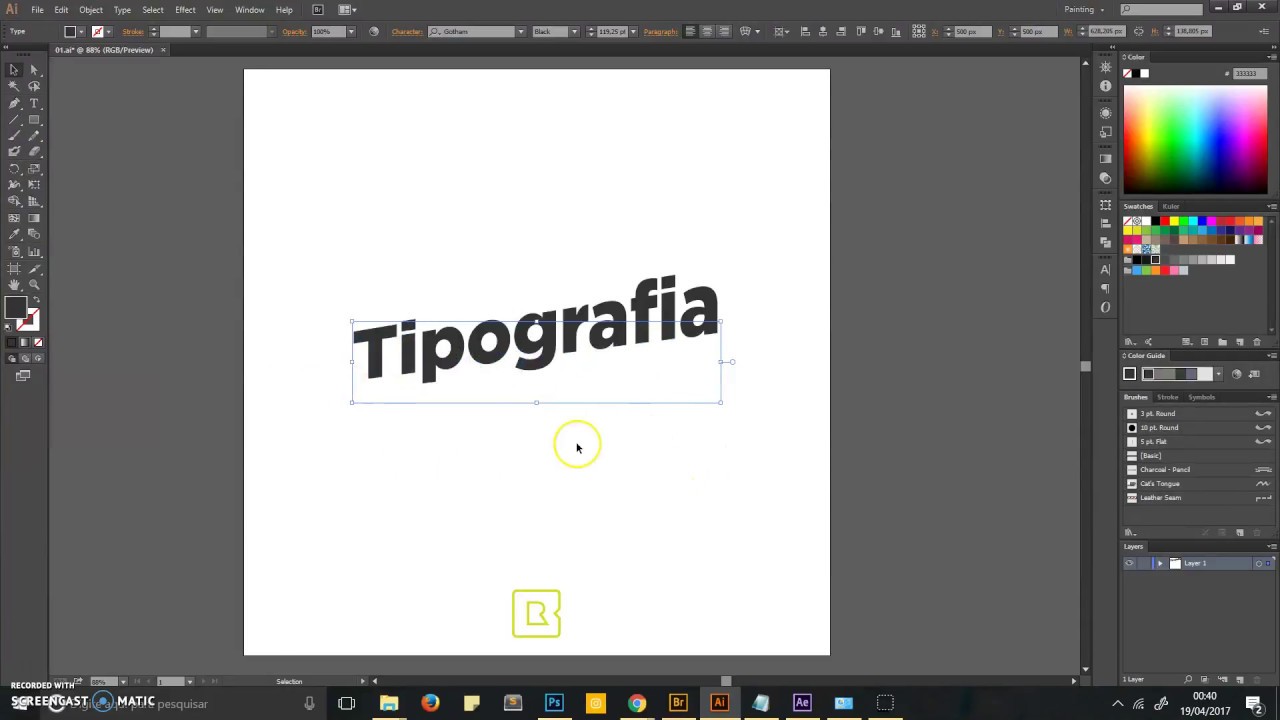 Tutorial Illustrator - Texto inclinado (Free Transform Tool)