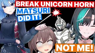 Suisei "Breaks" Horn Of Unicorn (Gundam), Blames Matsuri (Rindou Chihaya / Hololive) [Eng Subs]