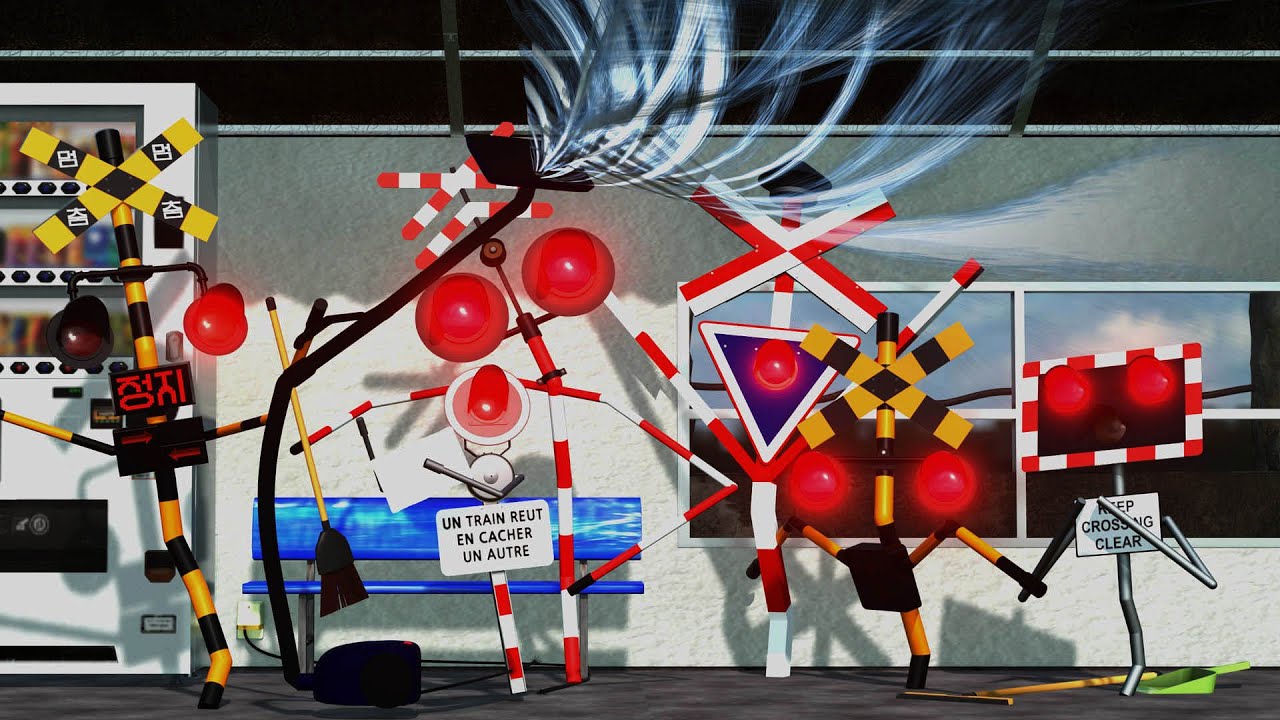 【踏切アニメ】フミキリたちが掃除してたら大パニック！Fumikiri Clean-Up Turns into a Big Panic! ＆ Railroad Crossing Slide Panic!