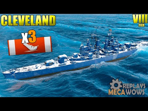 Cleveland 201k Damage - 3080 XP on Islands of Ice | World of Warships Gameplay